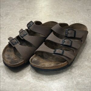 Birkenstock Dark Brown Triple Strap Sandals
